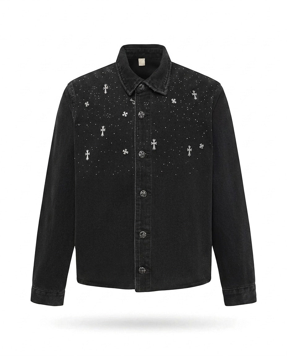 CROSS RHINESTONE DNM JKT