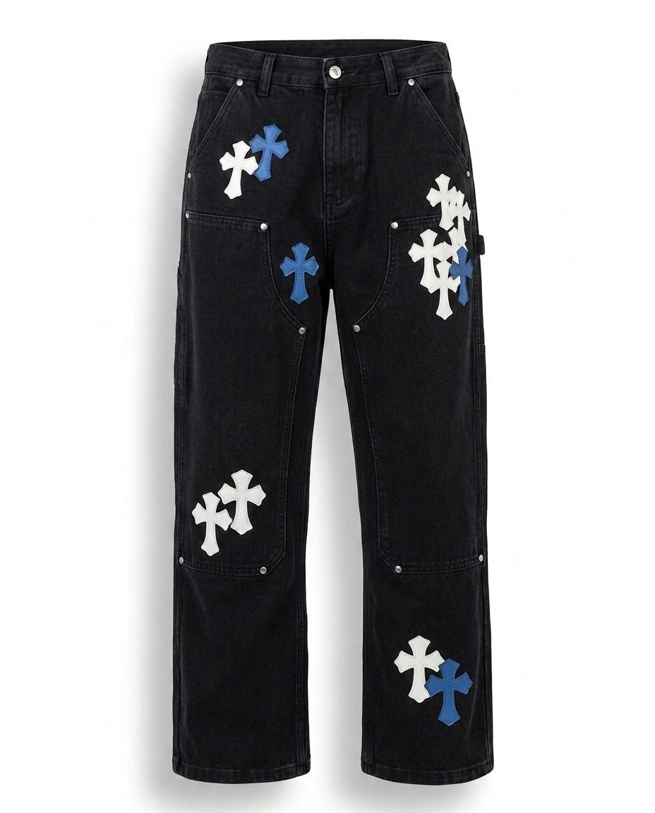 MULTICOLOR CROSS DENIM PANTS
