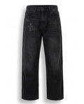 TONAL BLACK CROSS DENIM SHORTS