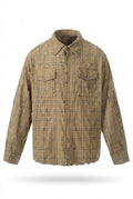BEIGE CHECK DAMAGED SHIRT