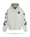 GRAY FLARED LILY ZIP HOODIE