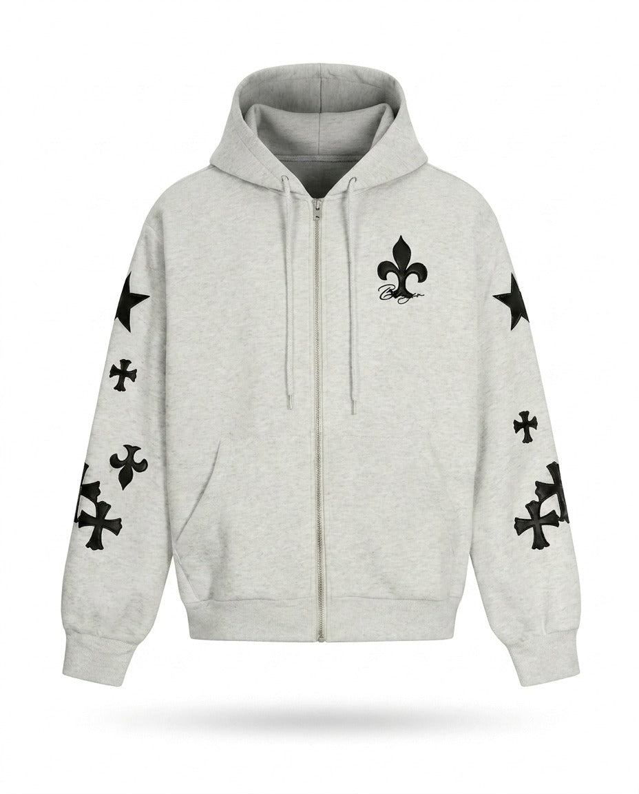 GRAY FLARED LILY ZIP HOODIE