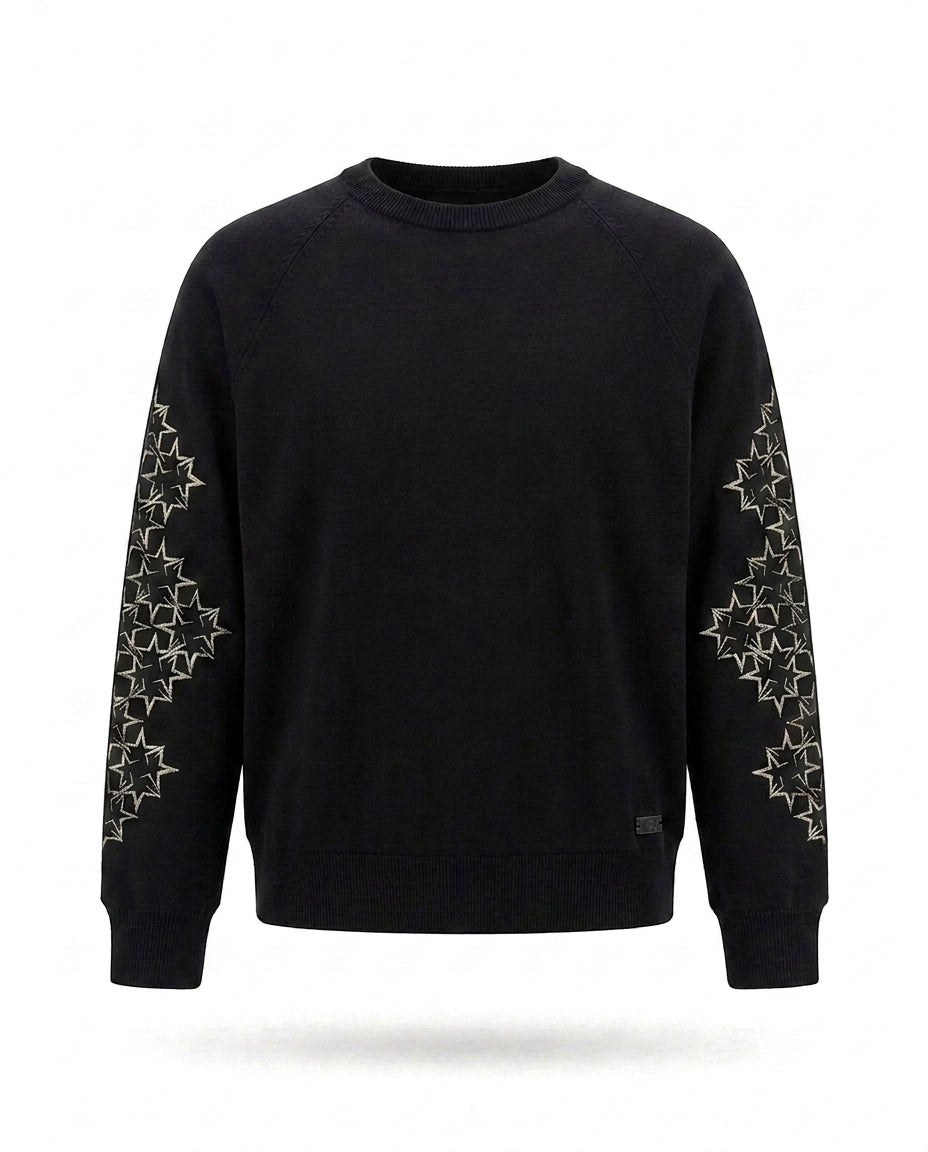 DISTRESSED STAR PATTERN LONG-SLEEVE T-SHIRT