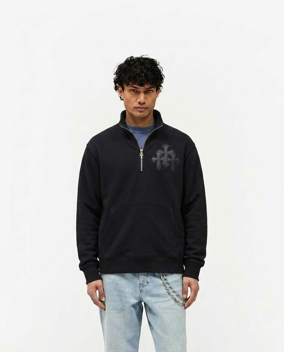 BLACK CROSS HALF ZIP