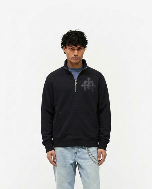 BLACK CROSS HALF ZIP