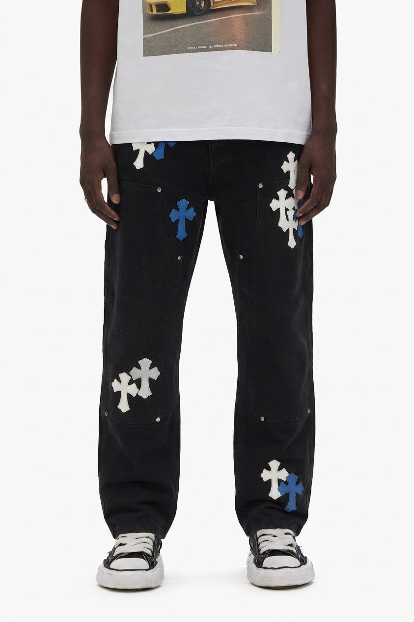 MULTICOLOR CROSS DENIM PANTS