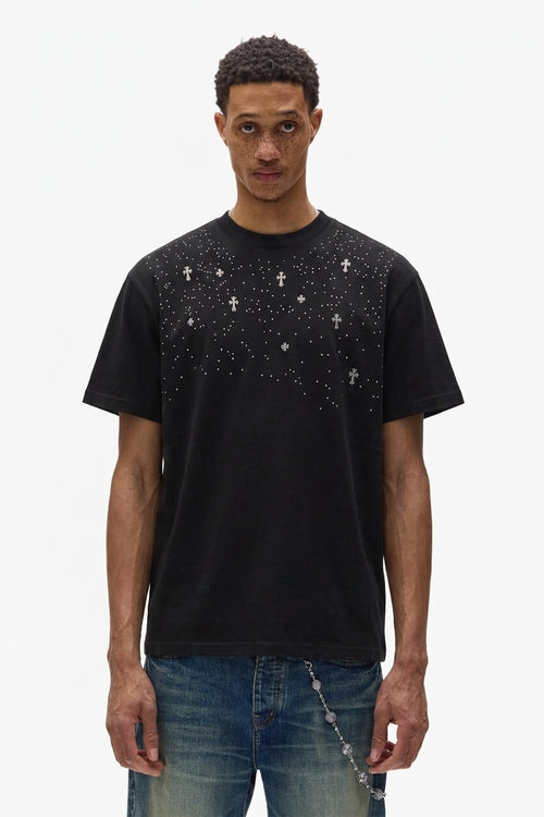 BLACK CROSS STAR RHINESTONE TEE