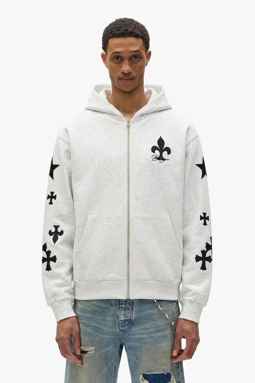 GRAY FLARED LILY ZIP HOODIE