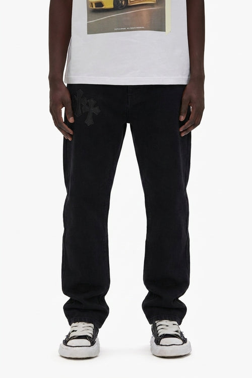 BLACK CROSS DENIM PANTS