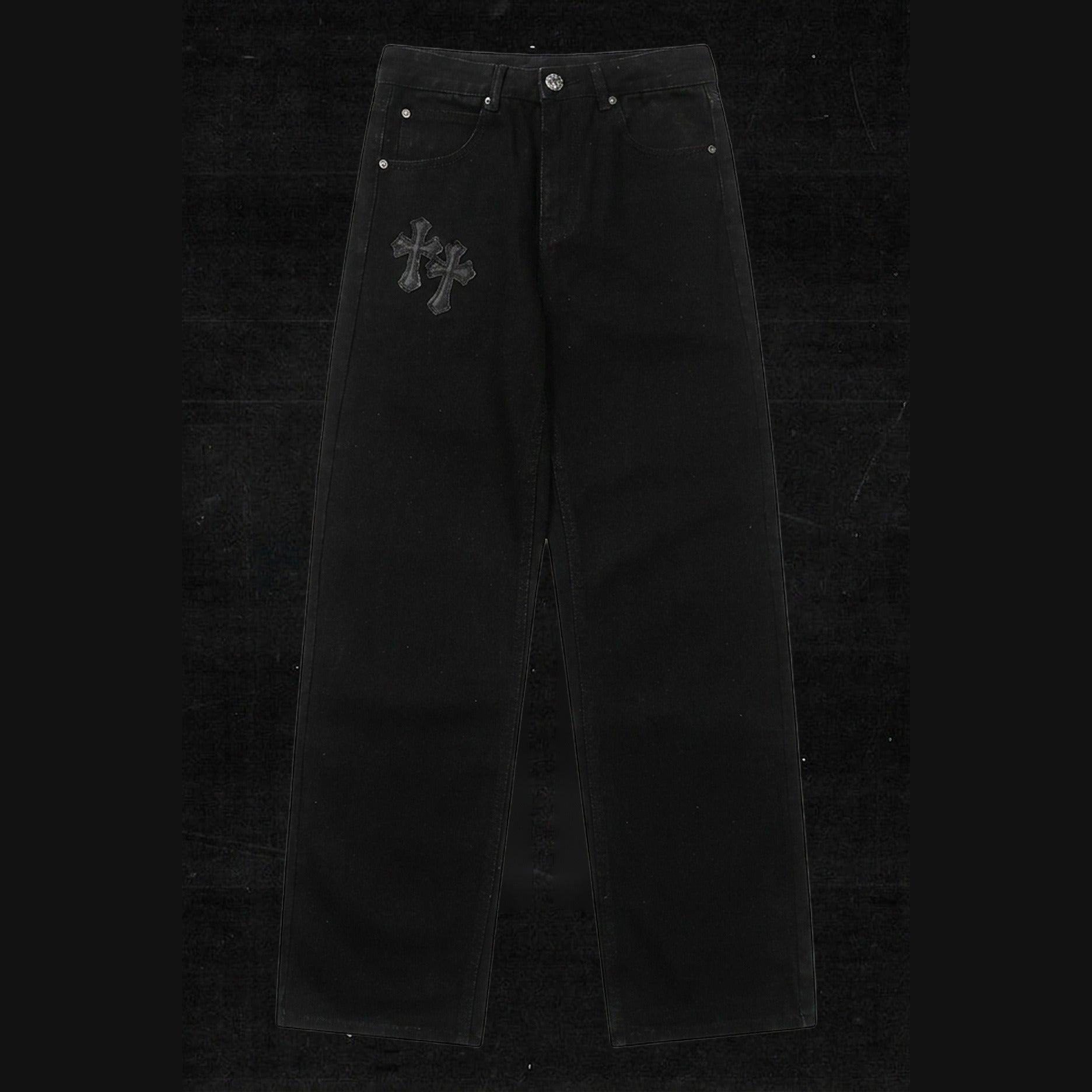 BLACK CROSS DENIM PANTS