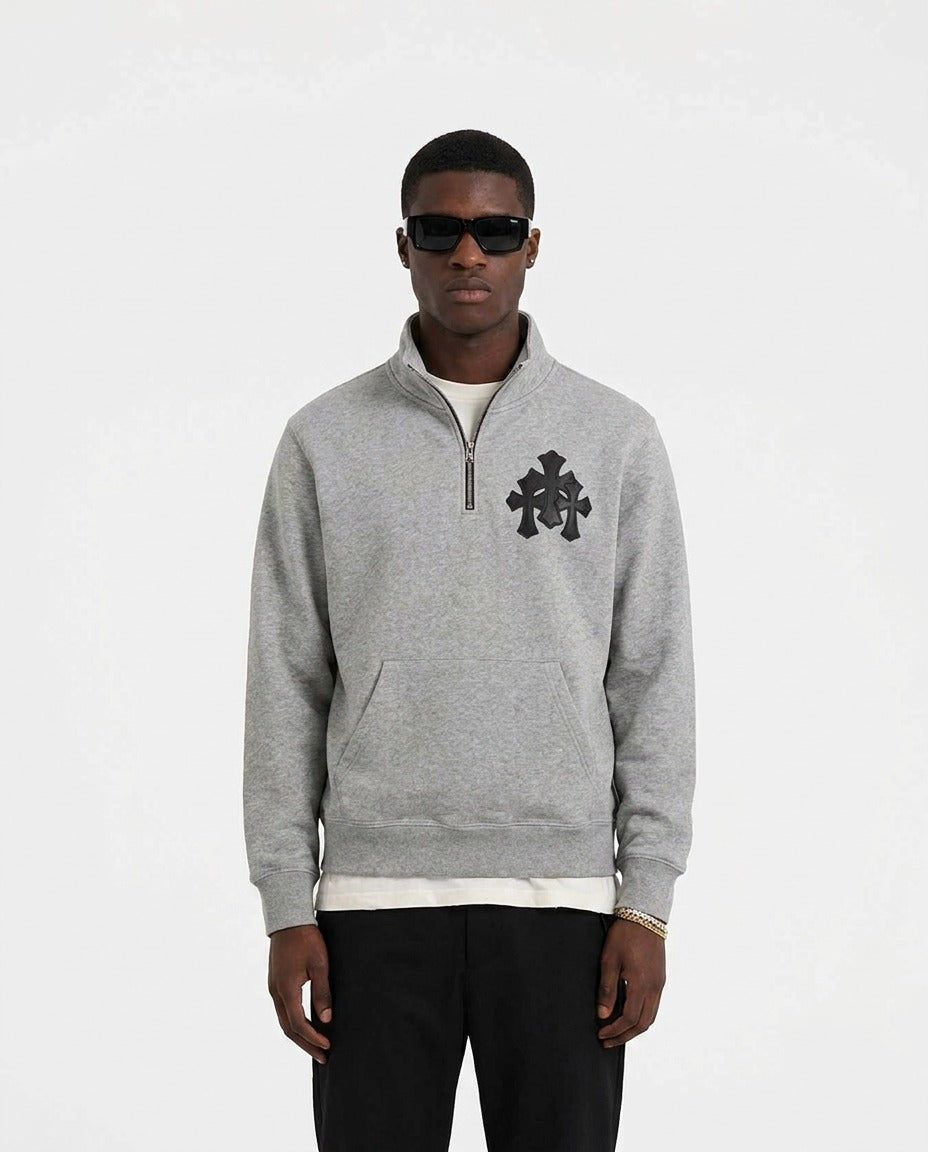 GRAY HALF ZIP