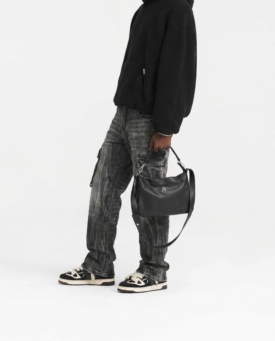 GRAY STONEWASH CARGO JEANS