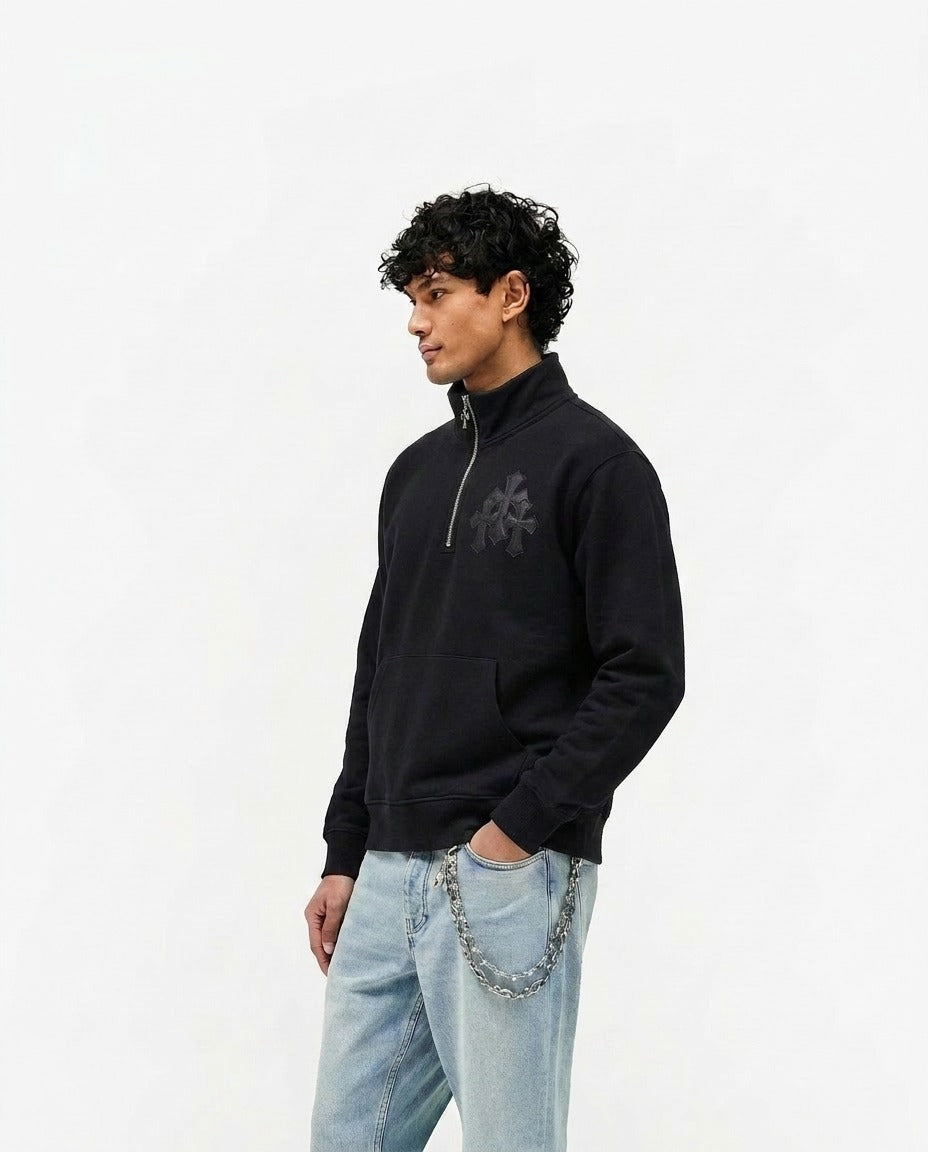 BLACK CROSS HALF ZIP