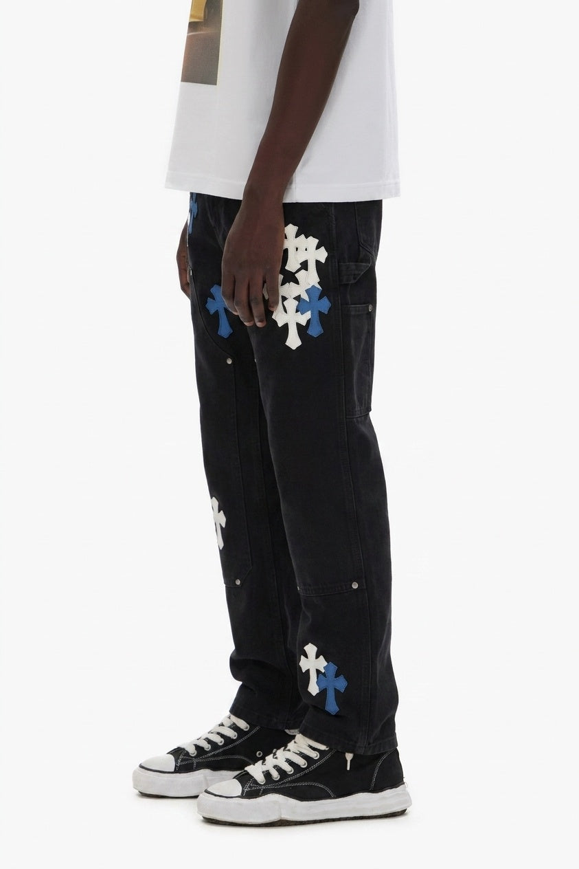 MULTICOLOR CROSS DENIM PANTS