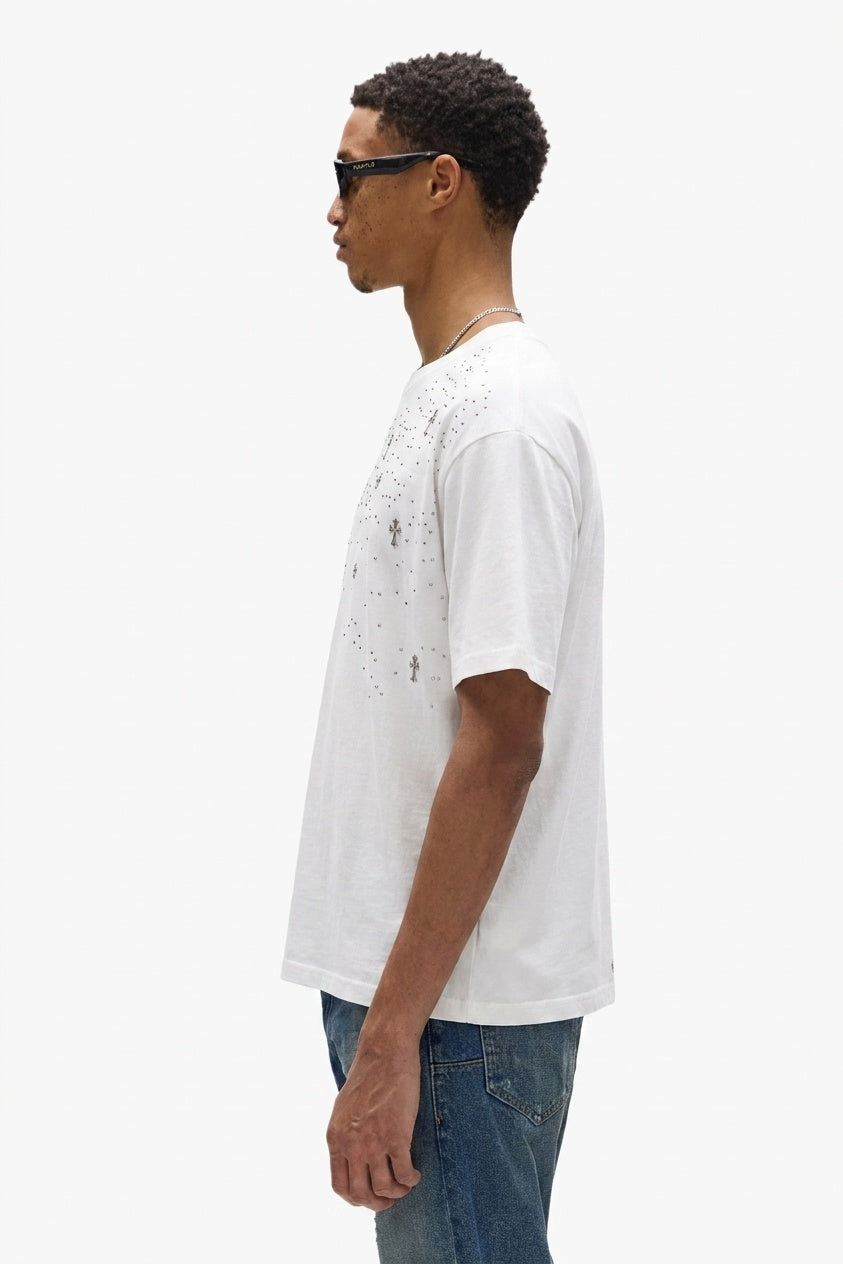 WHITE CROSS STAR RHINESTONE TEE