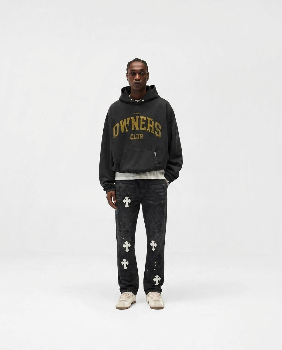 BLACK CROSS PAINT JEANS
