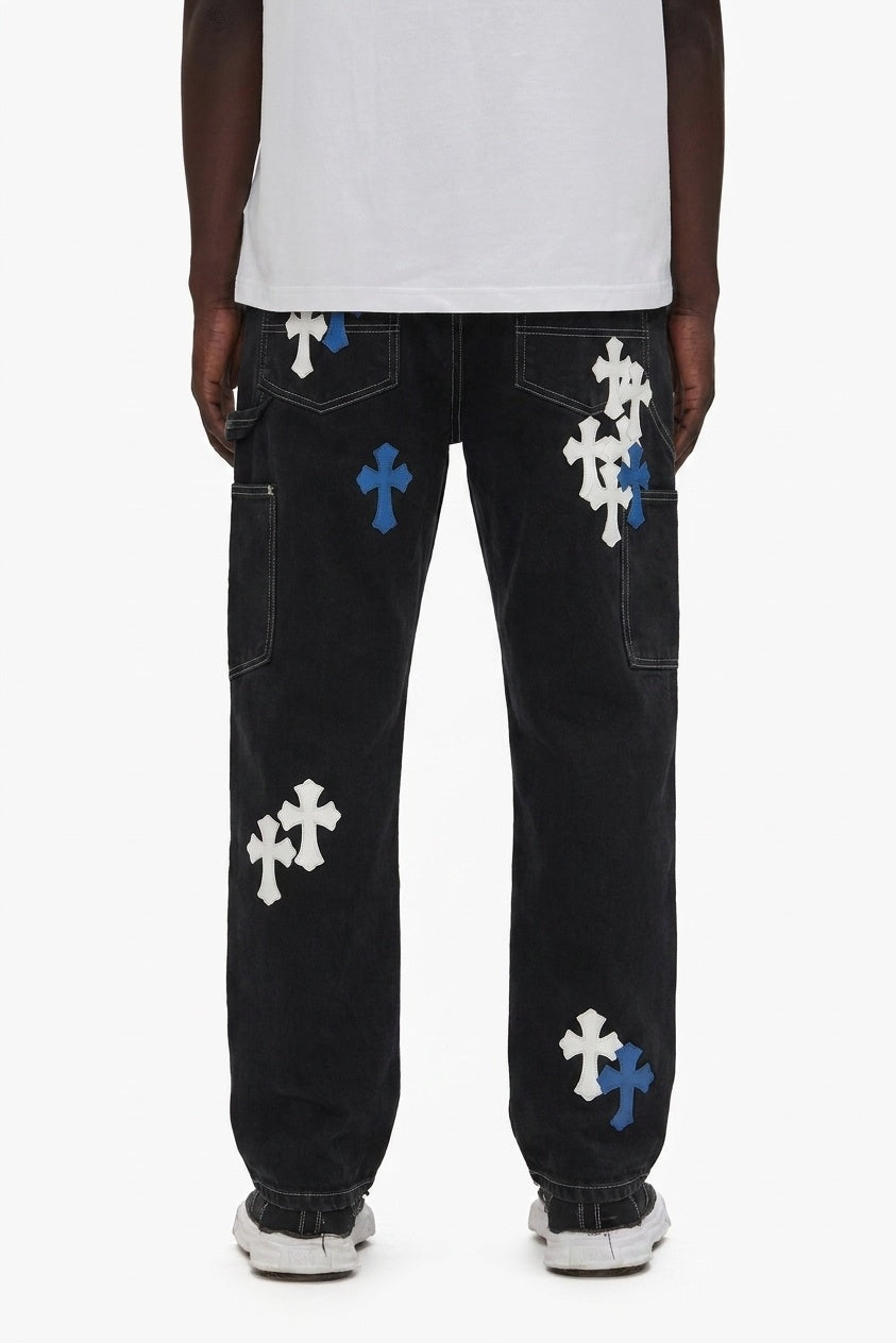 MULTICOLOR CROSS DENIM PANTS