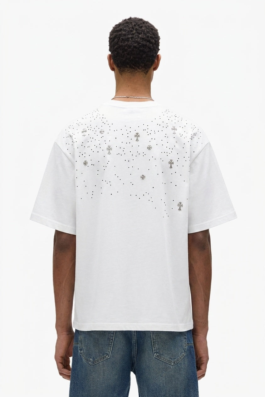 WHITE CROSS STAR RHINESTONE TEE