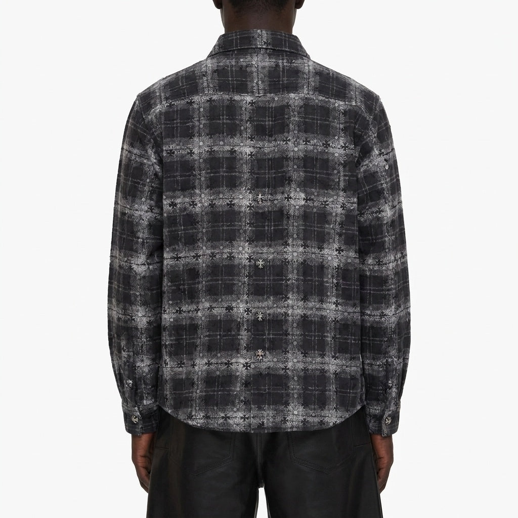 GRAY CHECK EMBROIDERED SHIRT