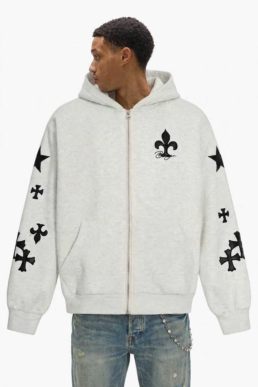GRAY FLARED LILY ZIP HOODIE