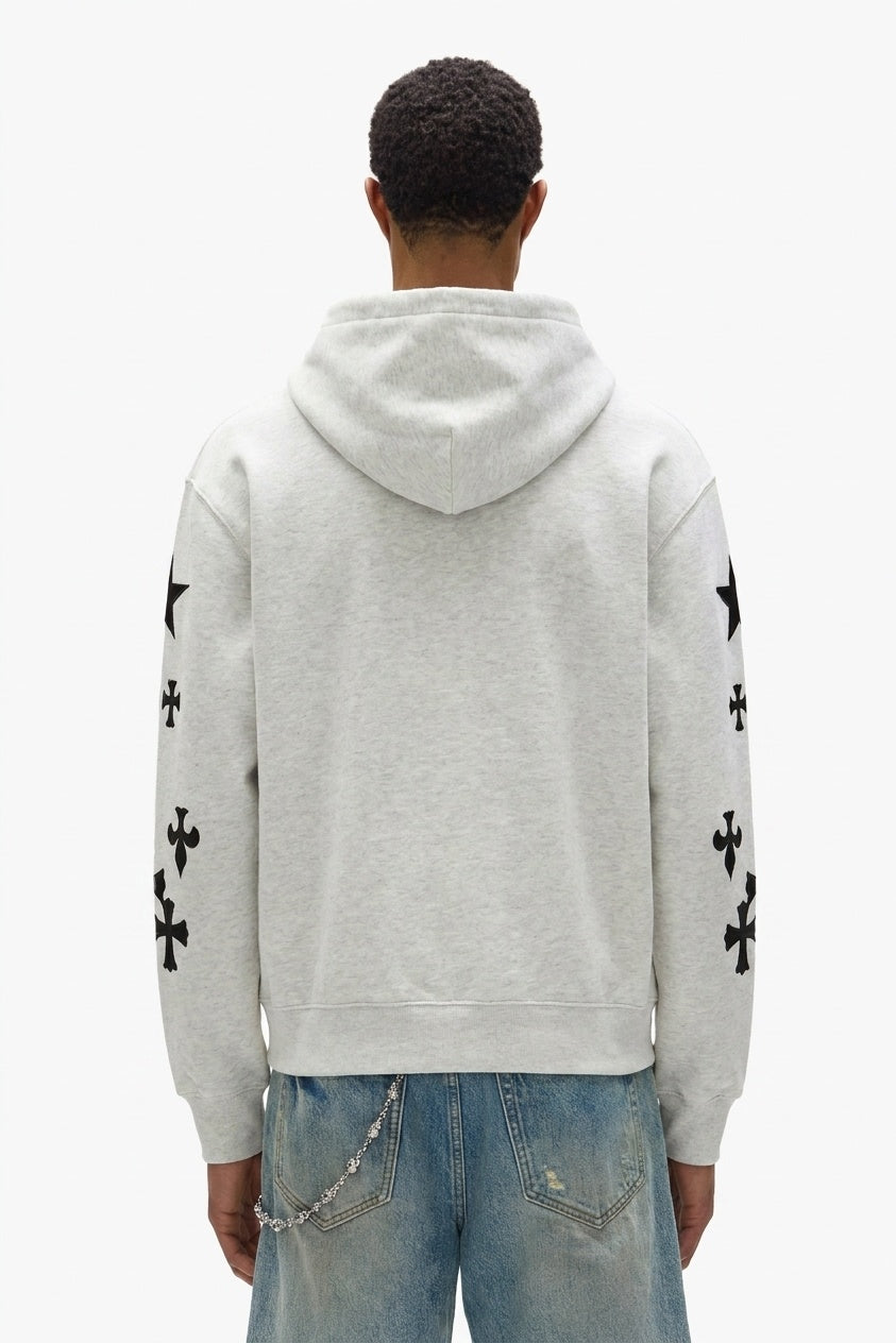 GRAY FLARED LILY ZIP HOODIE