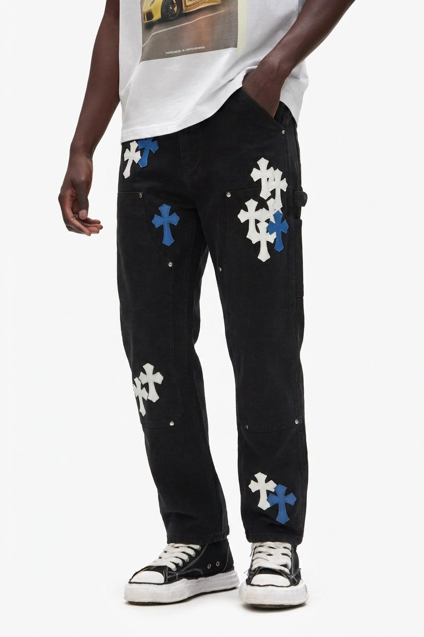 MULTICOLOR CROSS DENIM PANTS