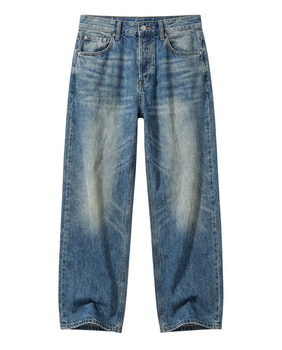 Blue Vintage Wash Loose Denim