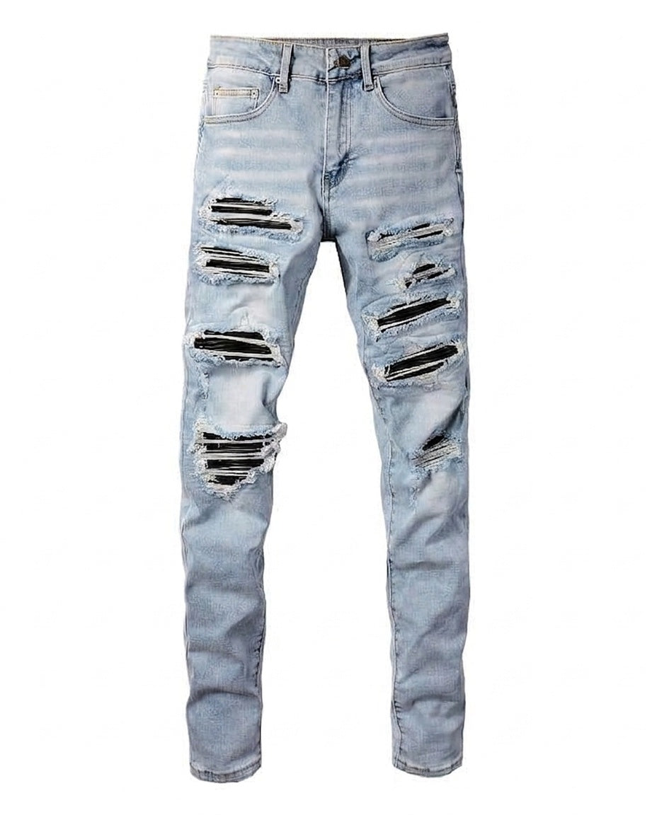 Light Blue Biker Jeans