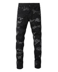 Black Scribble Patch Denim