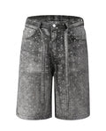 Grey Rhinestone Bermuda Shorts