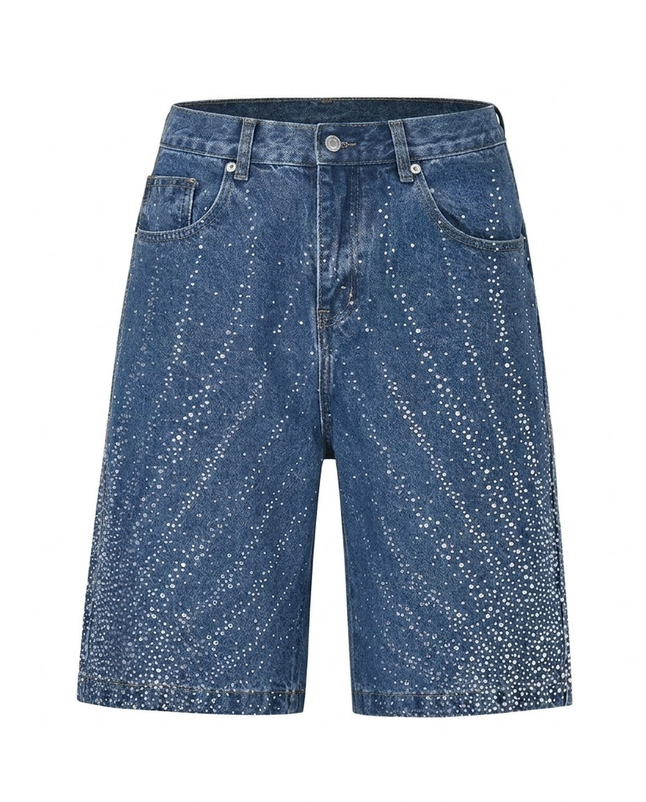 Blue Rhinestone Shorts