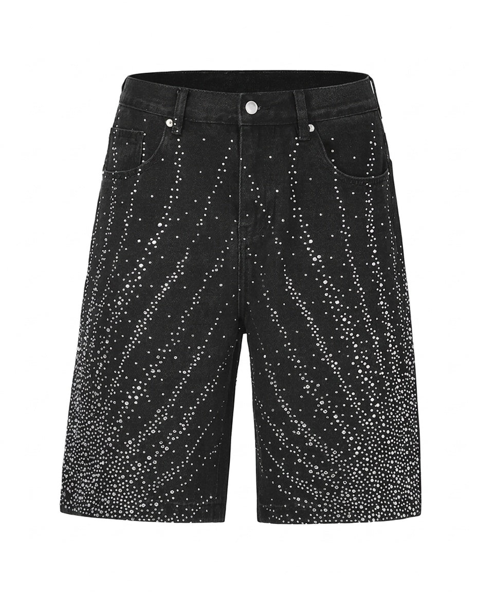 Black Rhinestone Shorts