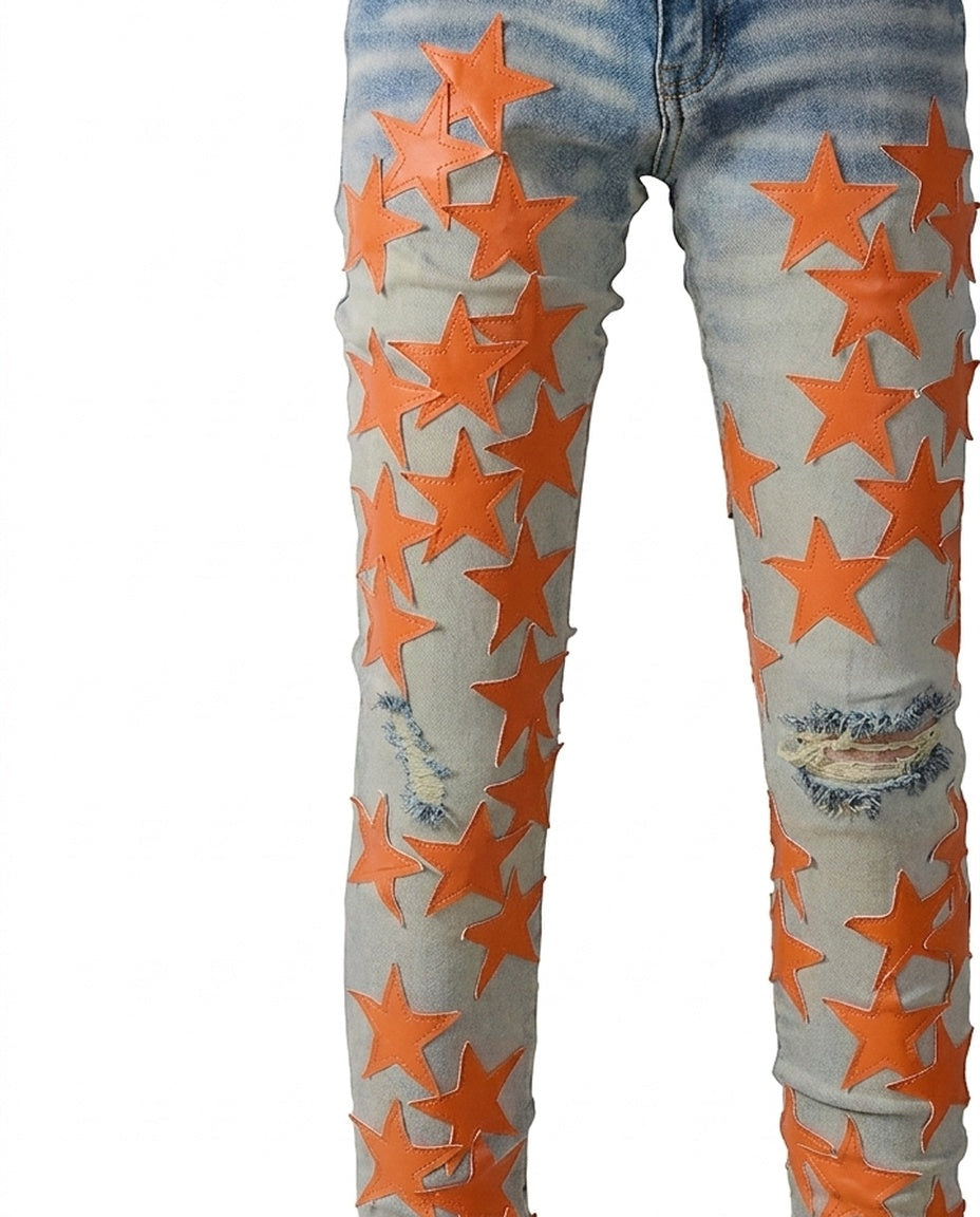 Light Blue Orange Star Jeans
