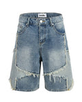 Light Blue Patchwork Shorts