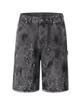 Black Rhinestone Flame Shorts