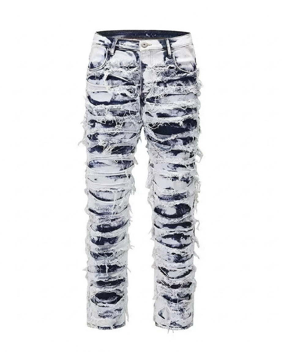 White Black Ripped Denim