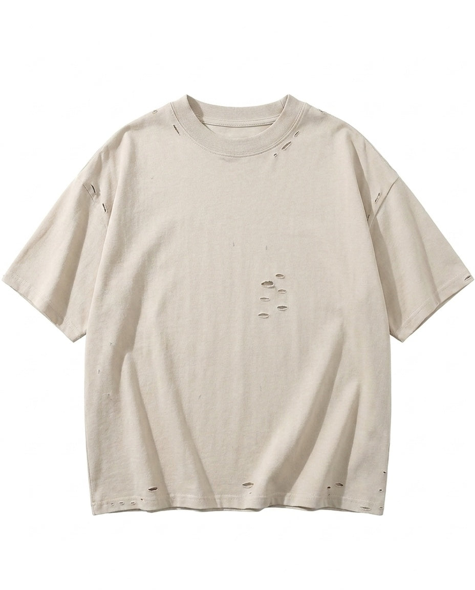 Beige Distressed Tee