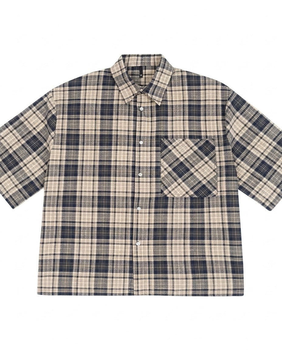 Beige Black Plaid Shirt