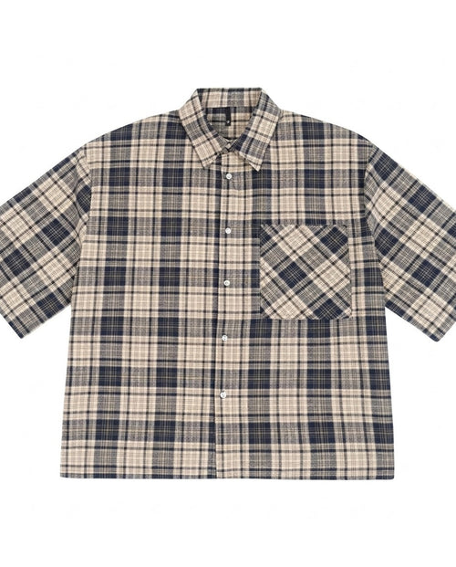 Beige Black Plaid Shirt