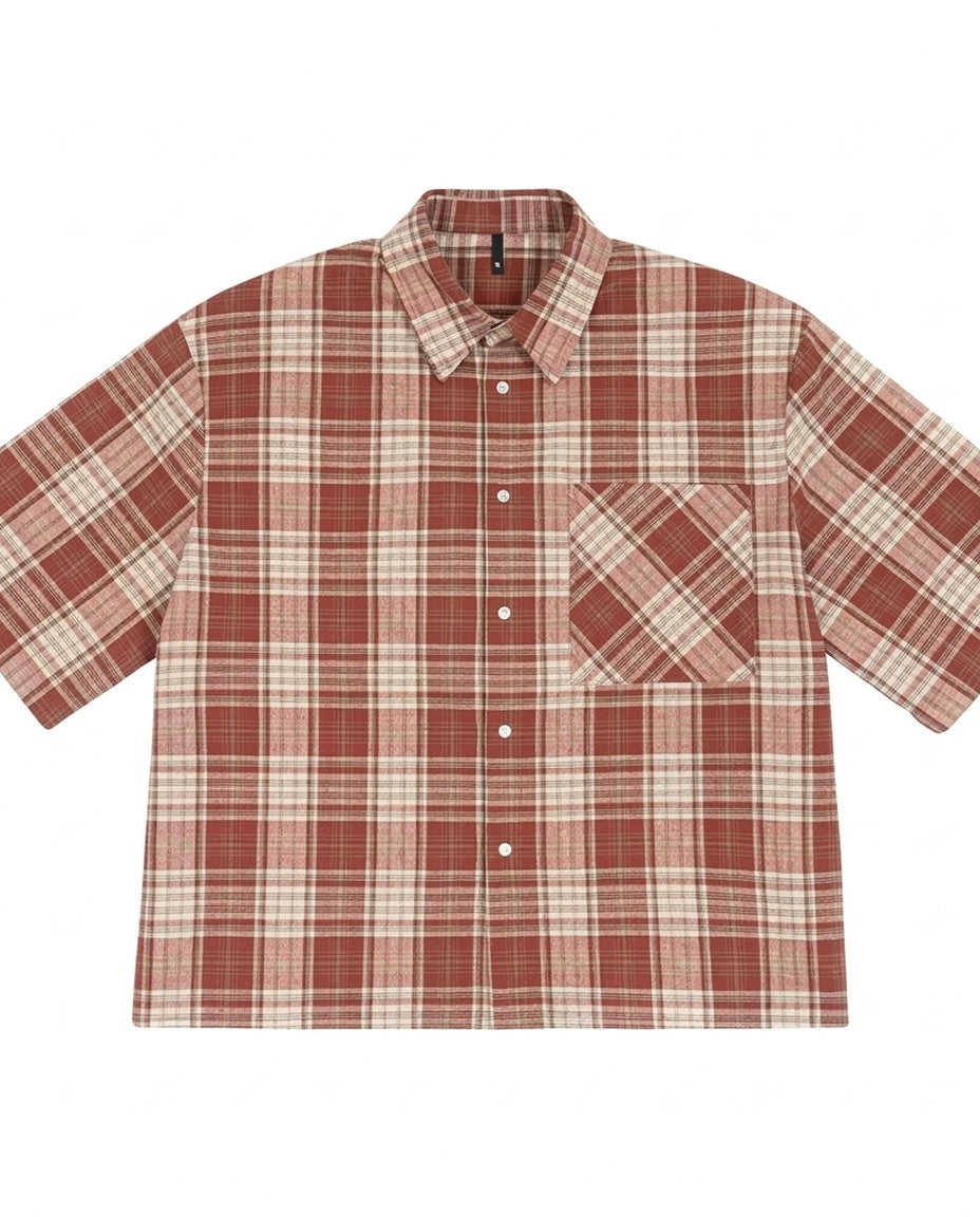 Rust Beige Plaid Shirt