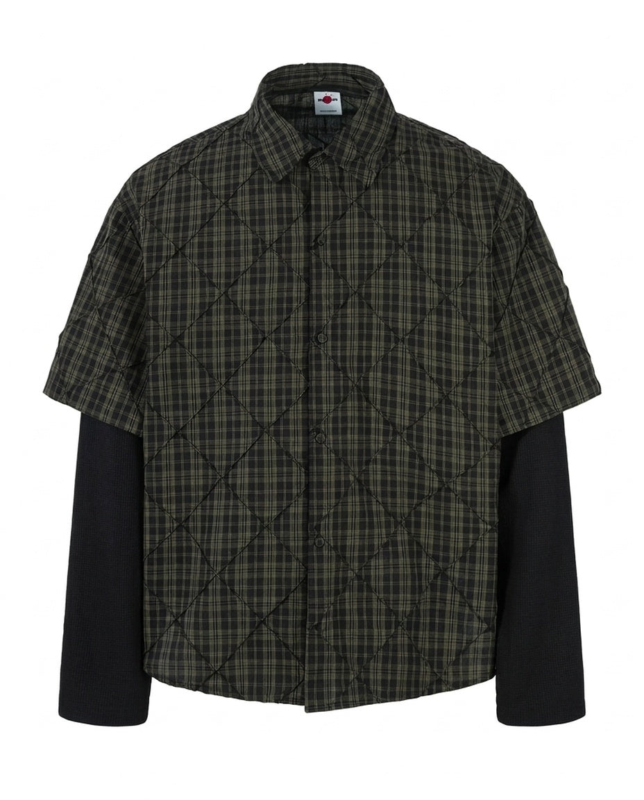 Dark Green Quilted Plaid Shirt