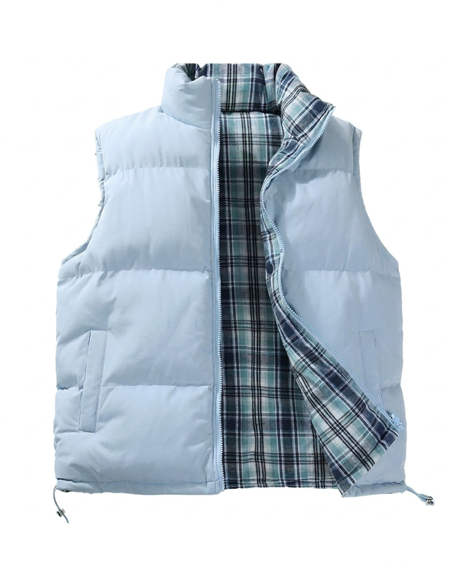 Light Blue Reversible Plaid Vest