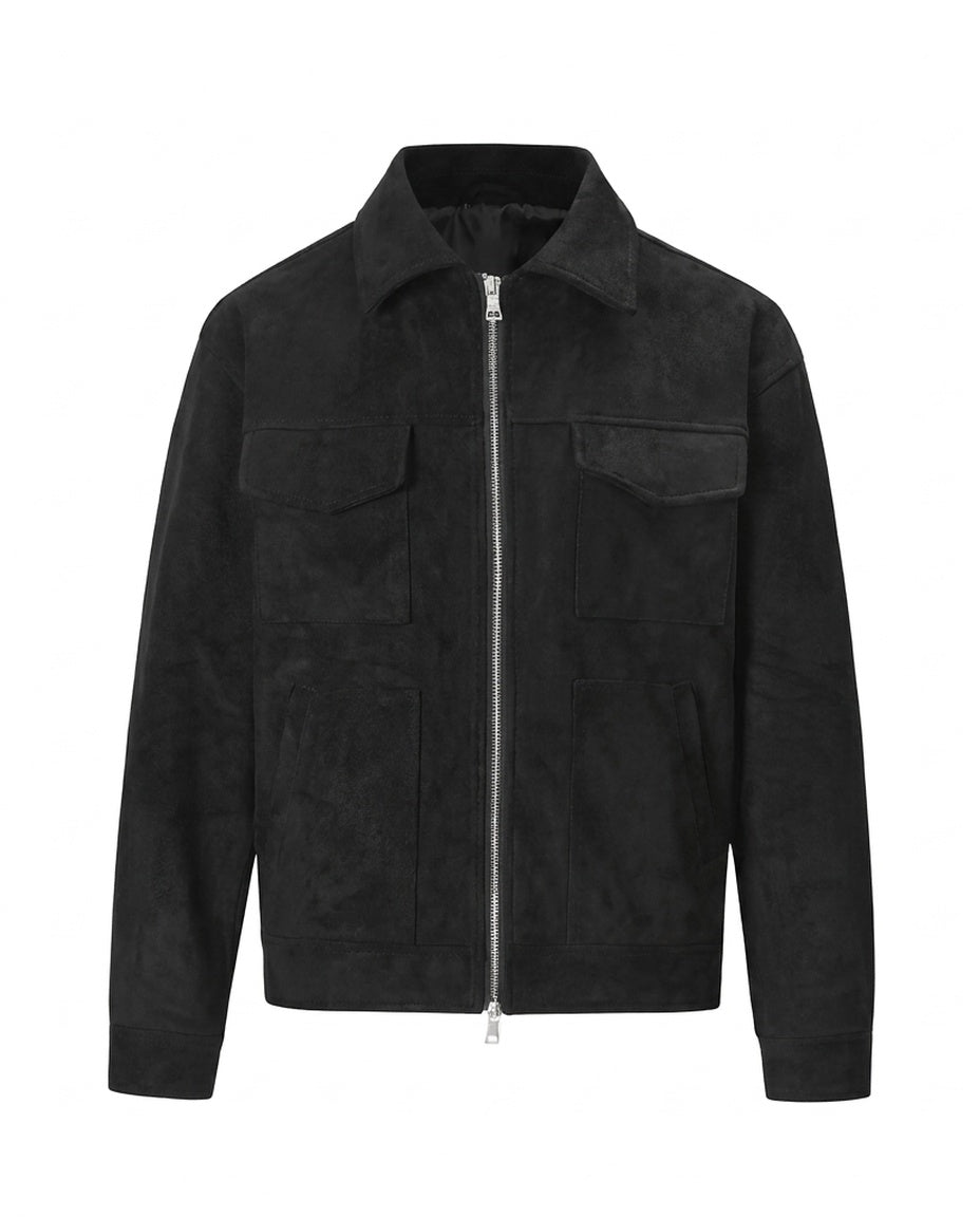 Black Suede Zip Jacket