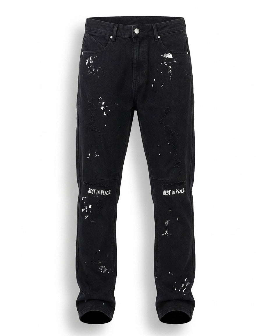BLACK PAINT SPLATTER JEANS