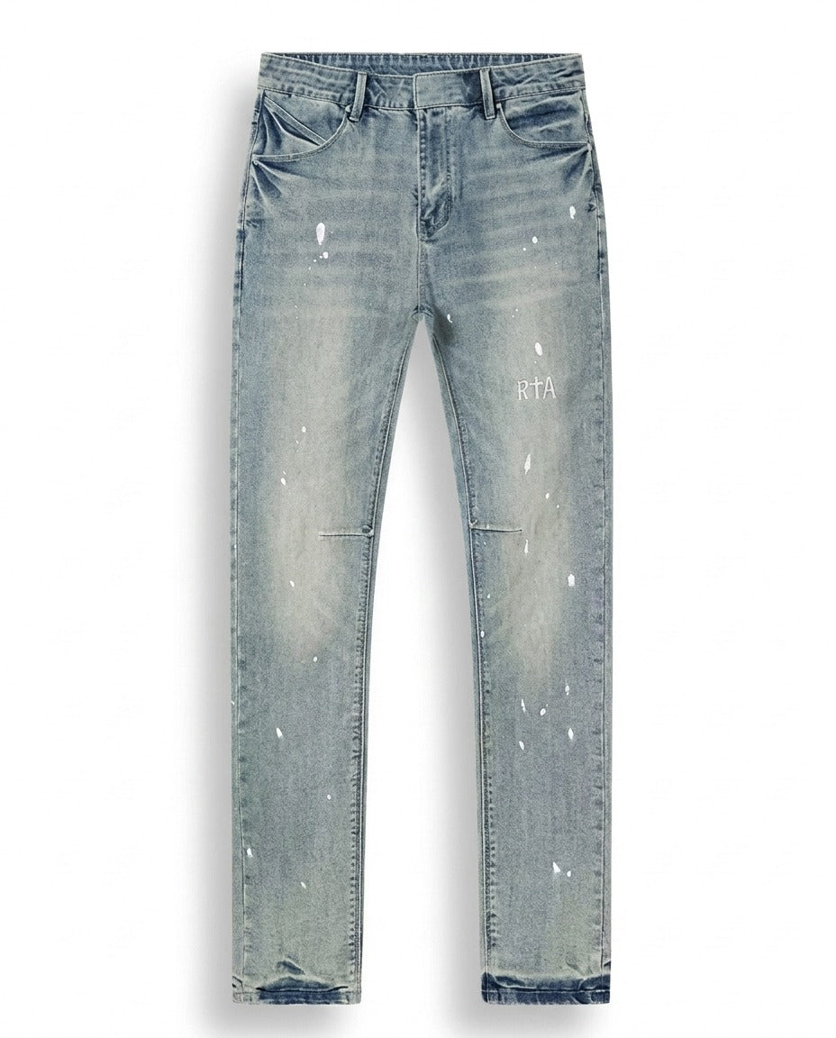 LIGHT BLUE PAINT SPLATTER JEANS
