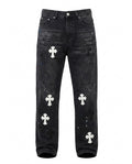 BLACK CROSS PAINT JEANS