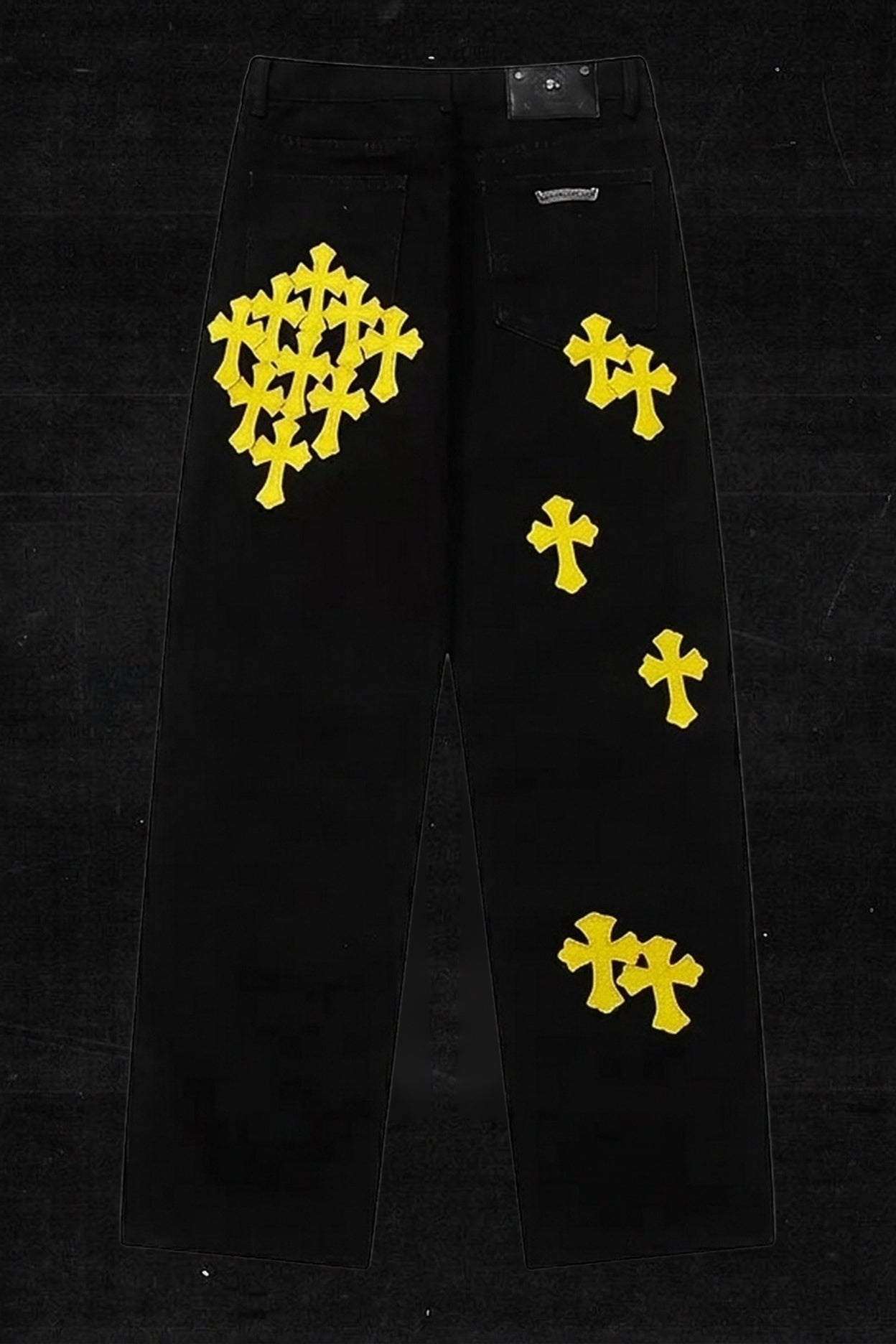 YELLOW CROSS BLACK DENIM PANTS
