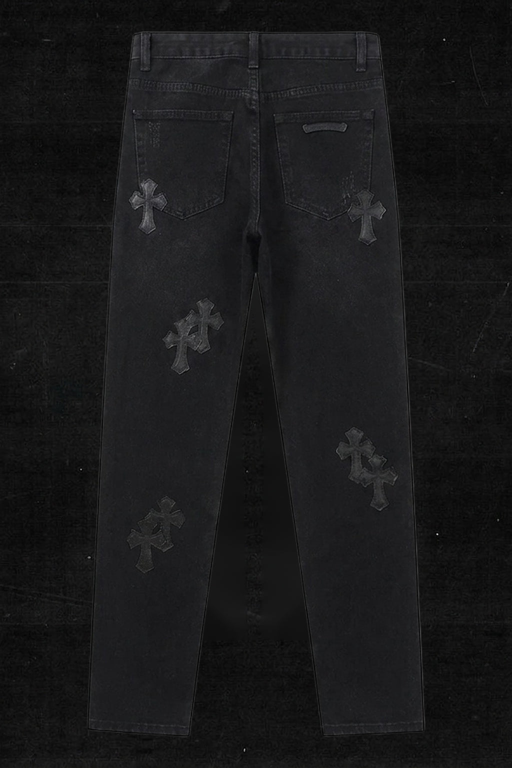 TONAL BLACK CROSS DENIM PANTS