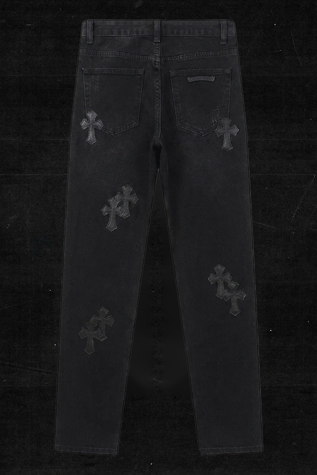 TONAL BLACK CROSS DENIM PANTS