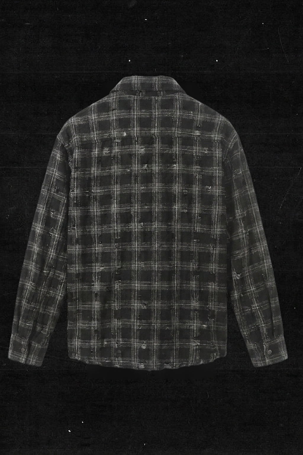 BLACK CHECK DAMAGED SHIRT